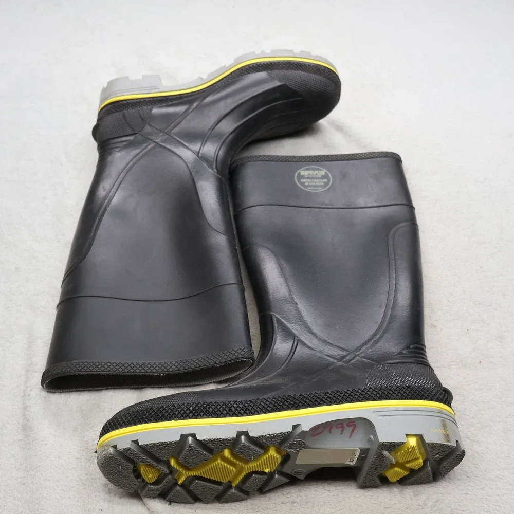 Servus Mens 11 Work Boots Black Rubber Waterproof Steel Toe Safety Utility USA